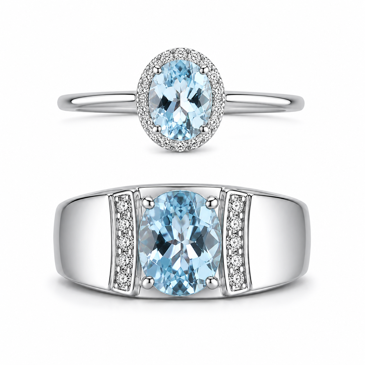 Linéa Duo | Sky Blue Topaz Couple Rings