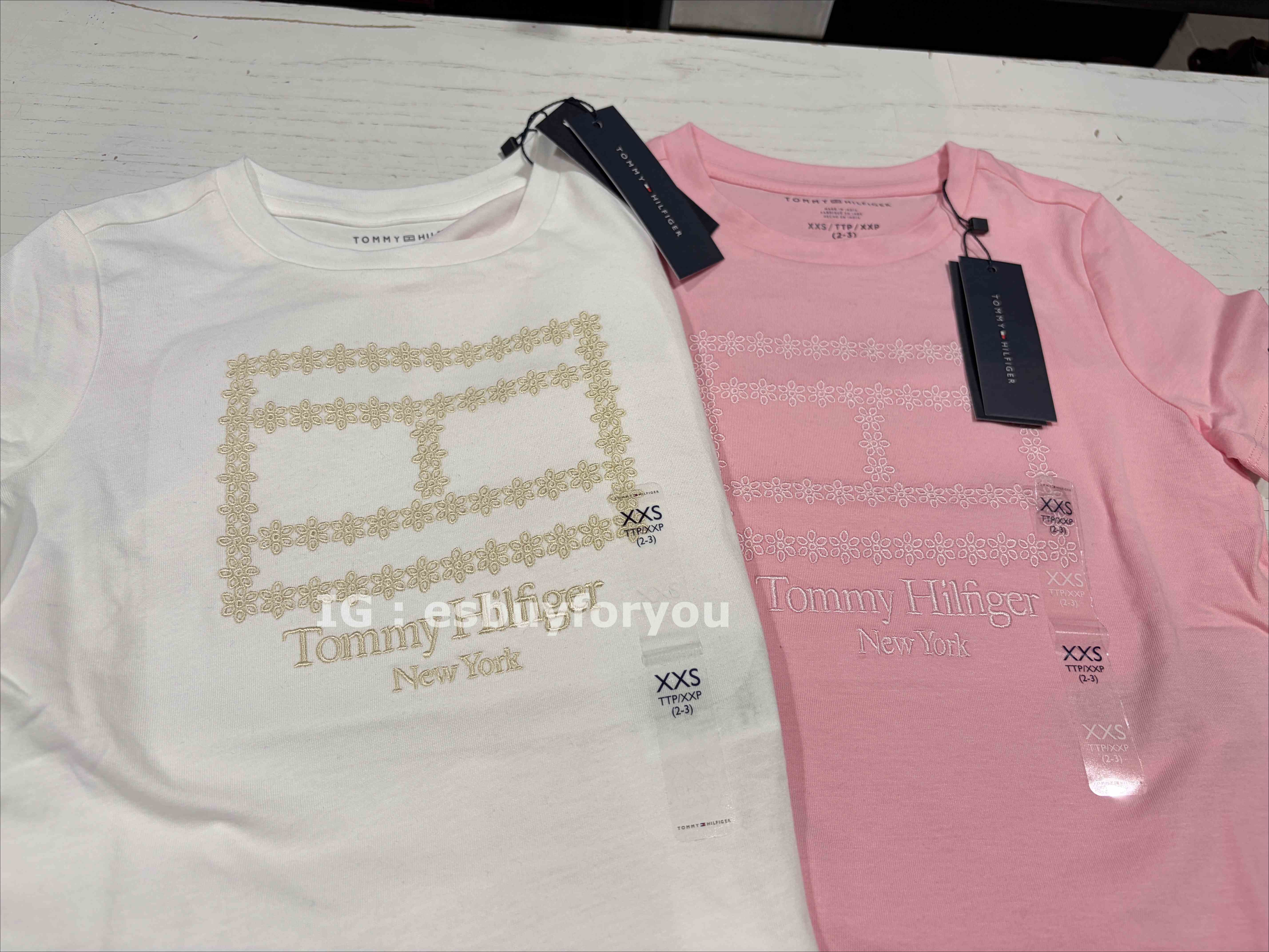 TOMMY 女童 刺繡花紋LOGO 短TEE (2色)