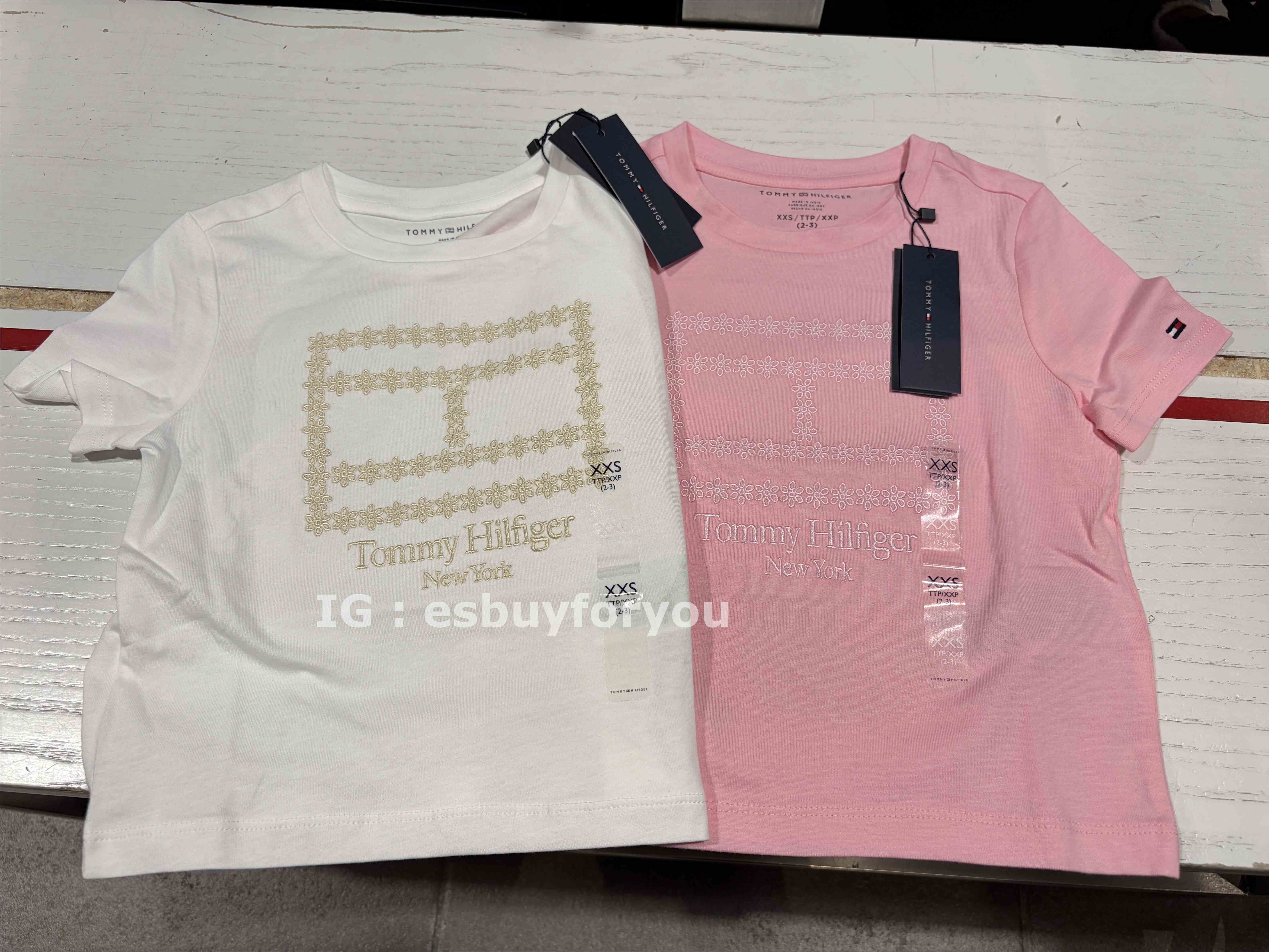 TOMMY 女童 刺繡花紋LOGO 短TEE (2色)
