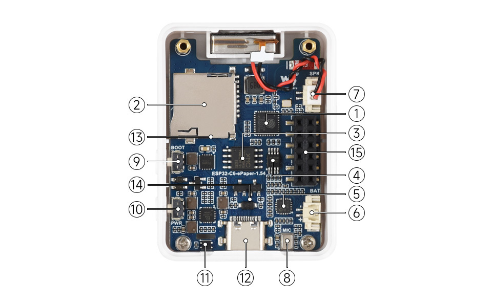 ESP32-C6 1.54吋 e-Paper AIoT 電子紙開發板,硬體資源簡介