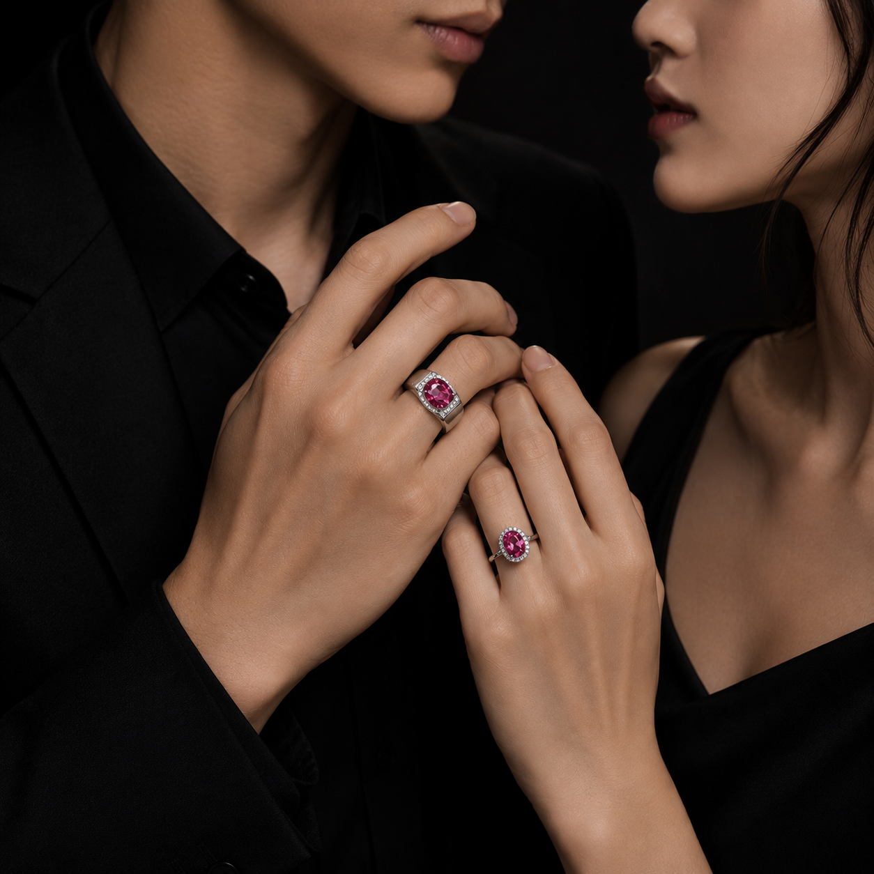 Linéa Duo | Pink Topaz Couple Rings