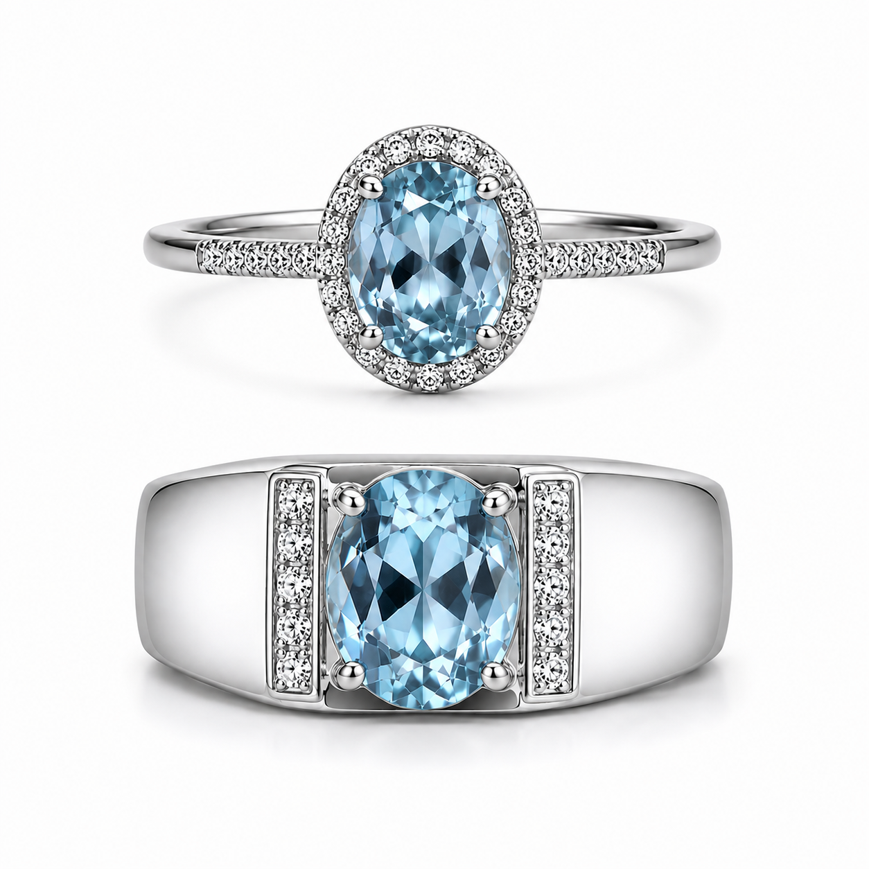 Linéa Duo | Sky Blue Topaz Couple Rings
