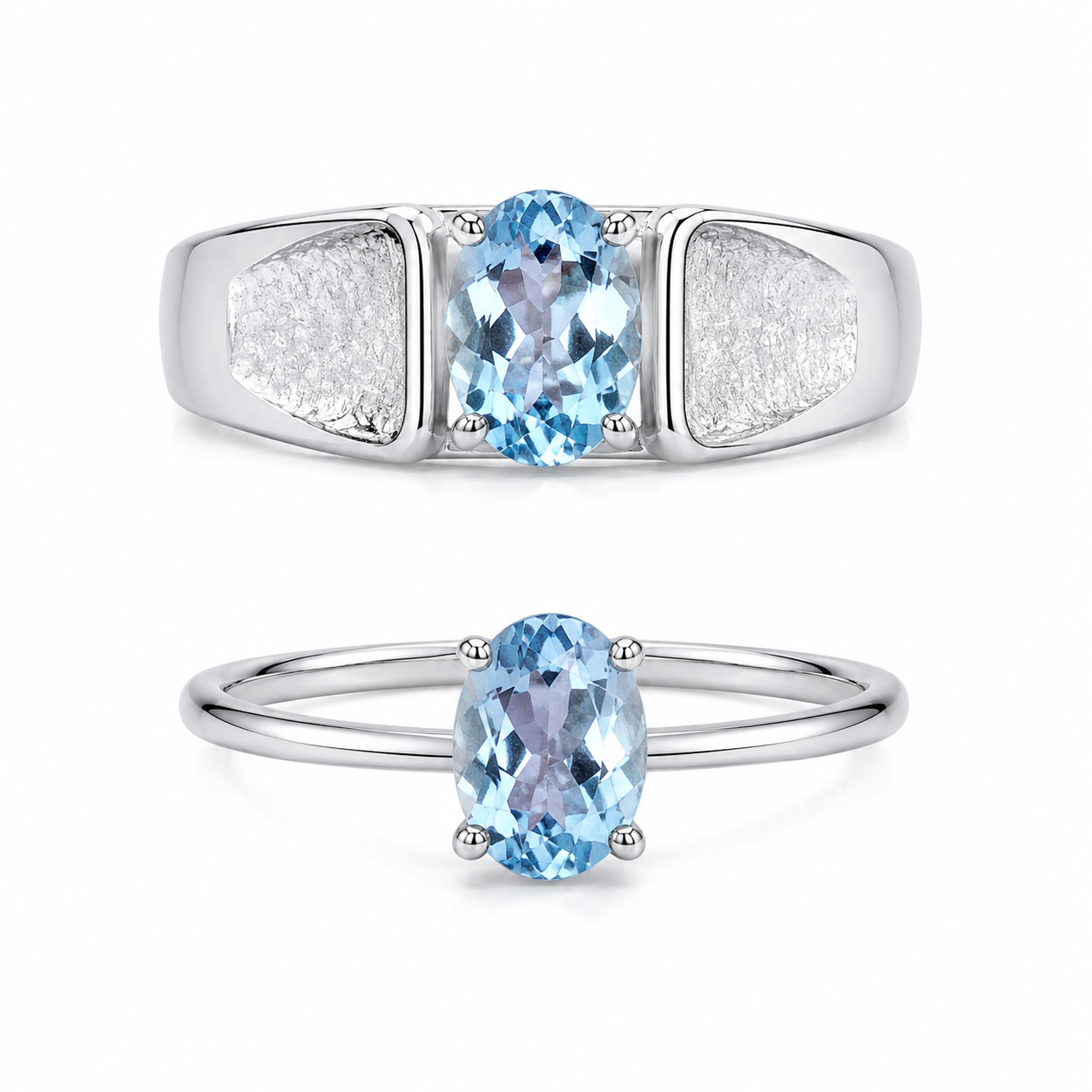 Linéa Duo | Sky Blue Topaz Couple Rings