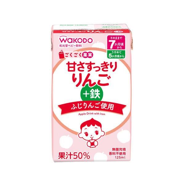 WAKODO Apple Drink with Iron 125ml × 3 (Suitable for 7 month and older)