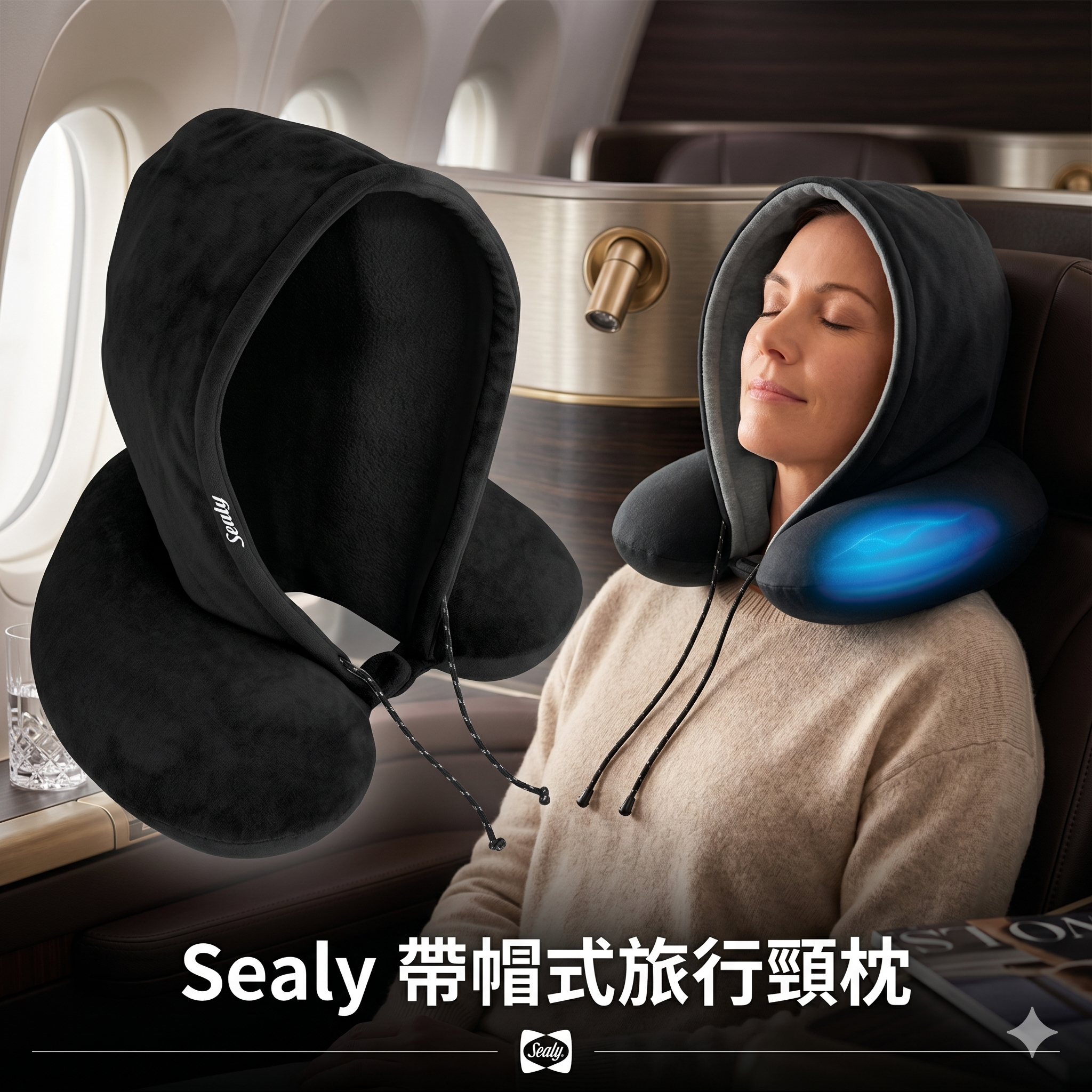 【預購】Sealy H050802 帶帽式旅行頸枕