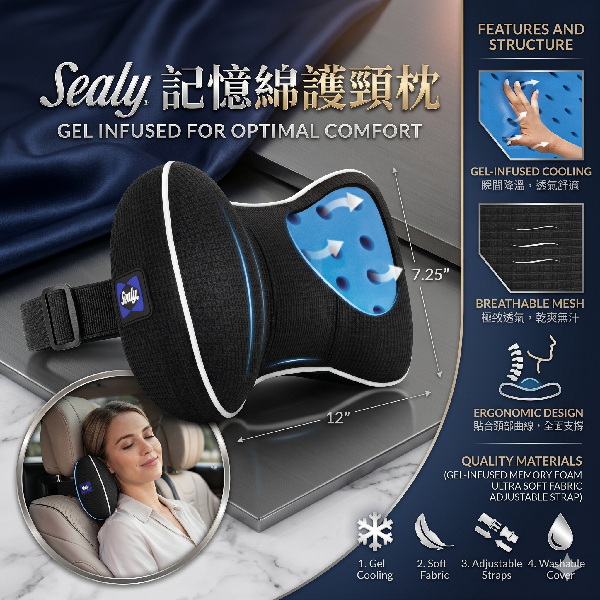 【預購】Sealy H050803 記憶綿護頸枕