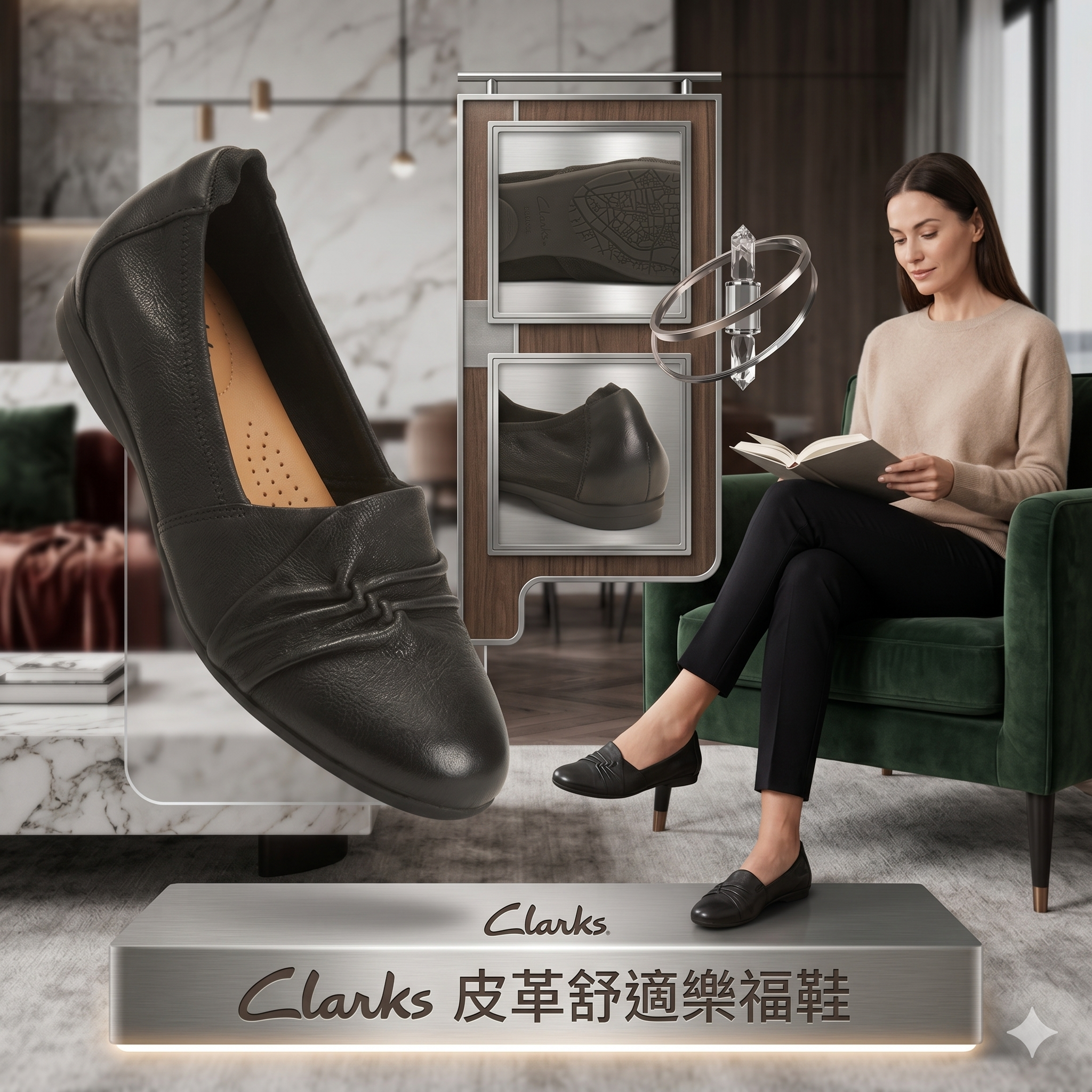 【預購】Clarks H050807 皮革舒適樂福鞋
