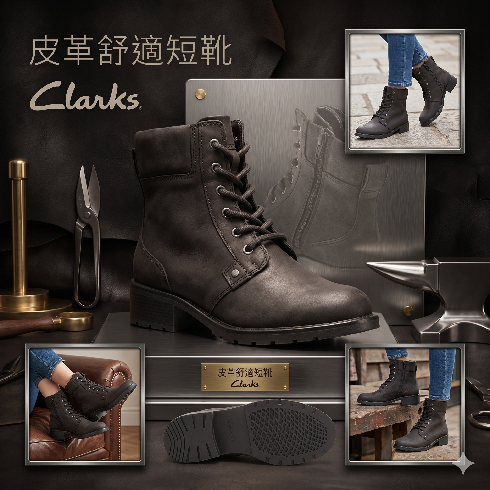 【預購】Clarks H050808 皮革舒適短靴