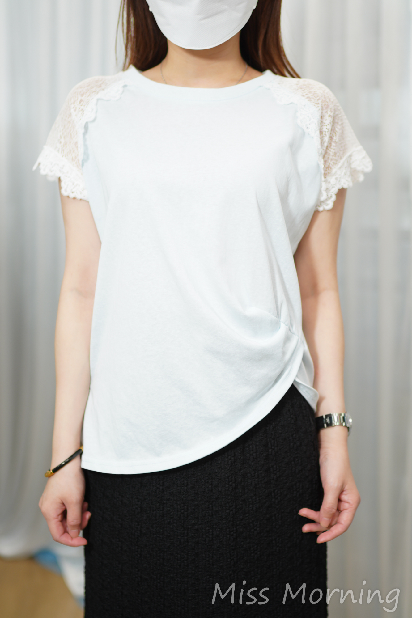 lace袖靚棉tee(15196)