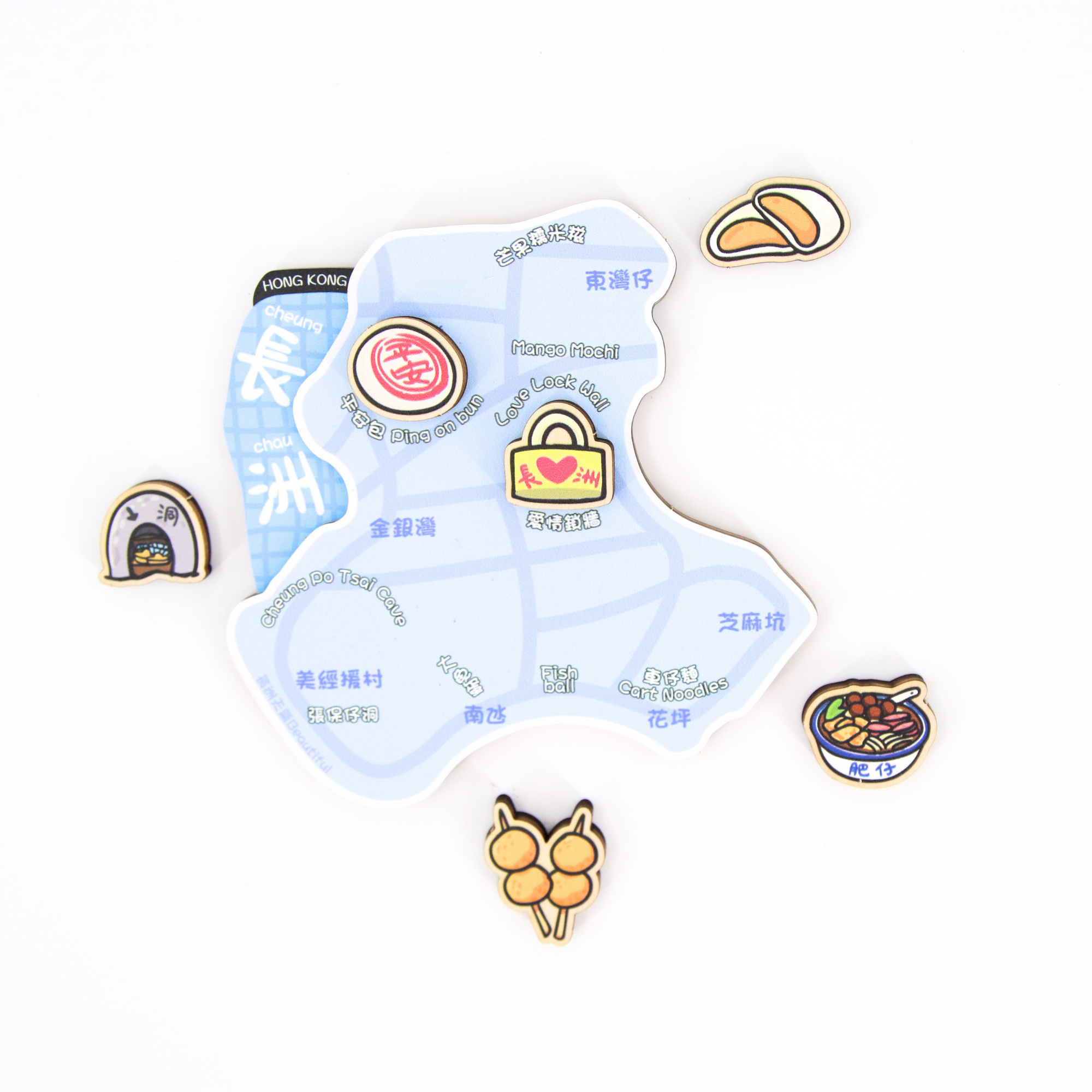 Mini Hong Kong Map Magnet - Cheung Chau (Blue)