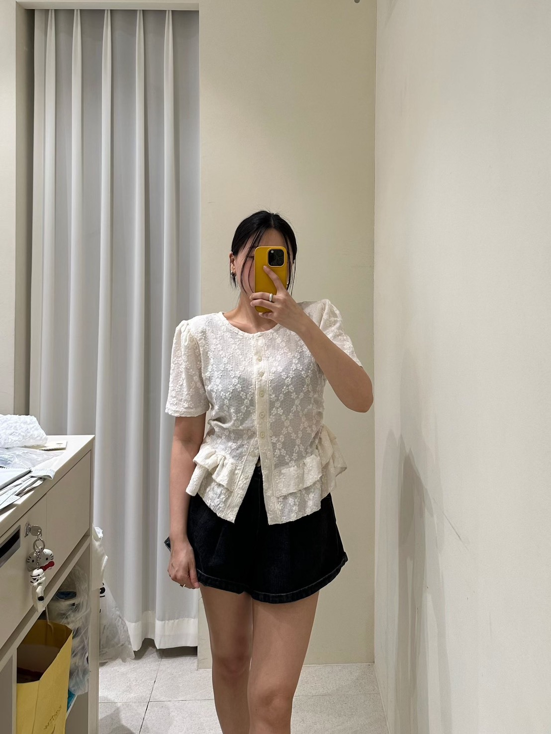 菱花蕾絲短袖上衣