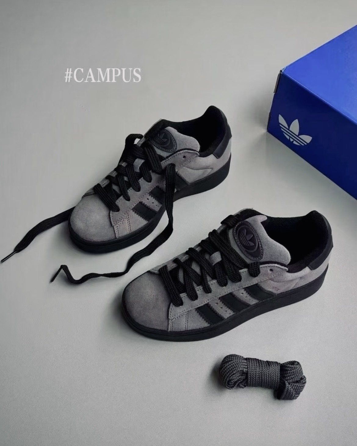 <嚴成玹同款>Adidas Originals CAMPUS 00s 皮革絨面革 麵包鞋 板鞋 煙灰