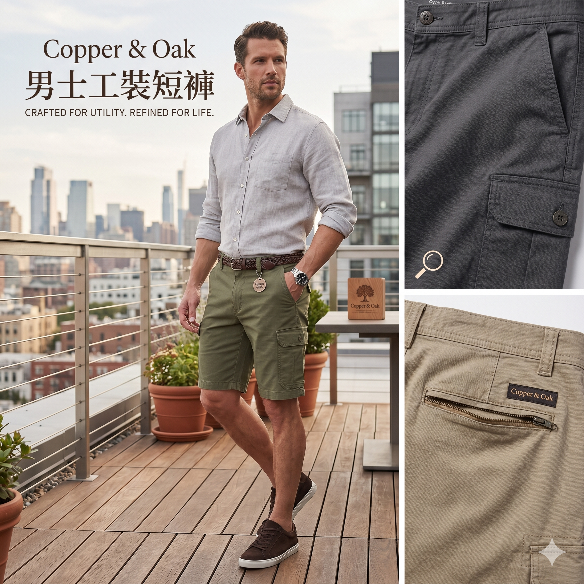 【預購】Copper & Oak H050818 男士工裝短褲