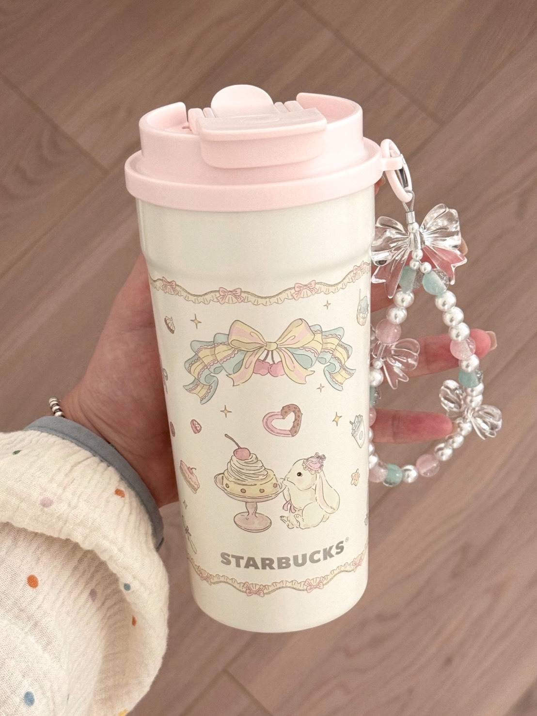STARBUCKS 星巴克 夏日甜品派對系列 雙飲口不鏽鋼杯 送掛鏈 480ML