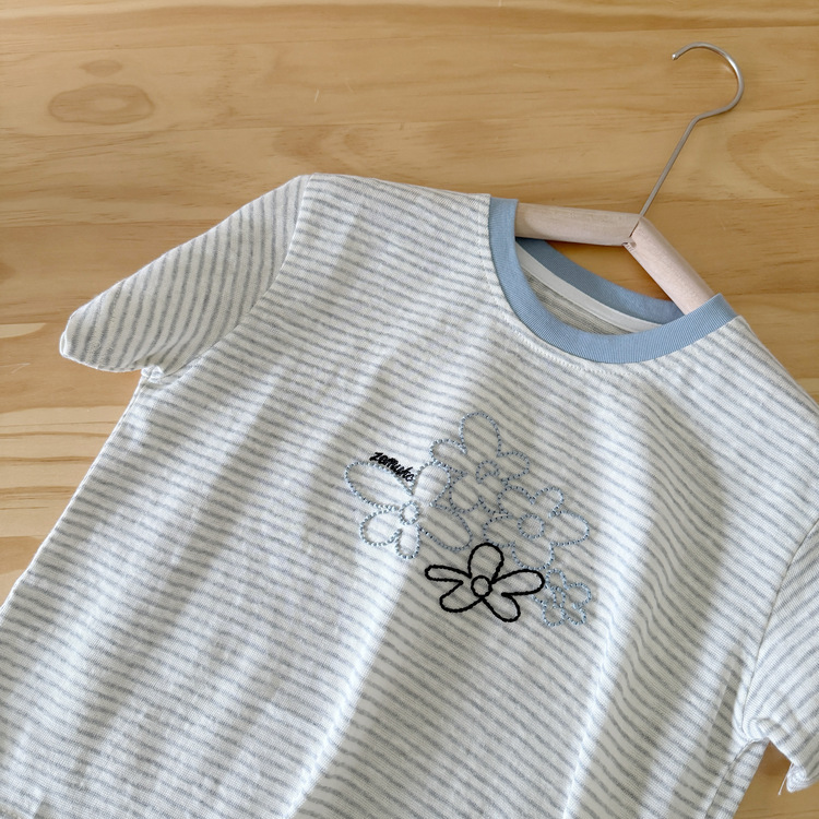 刺繡花朵圓領上衣