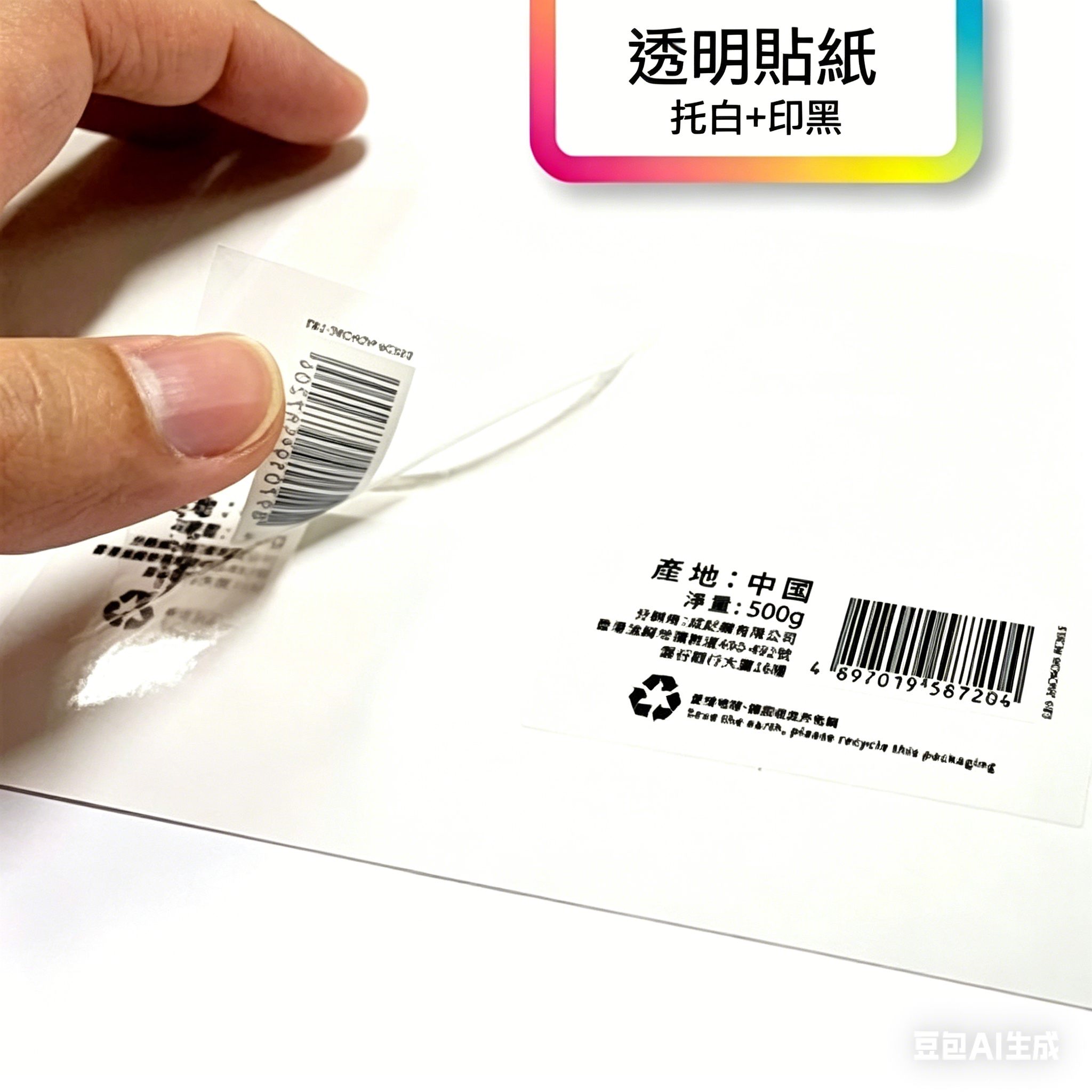 透明貼紙, 印刷, 托白, CMYK, 四色印刷, 包裝貼紙