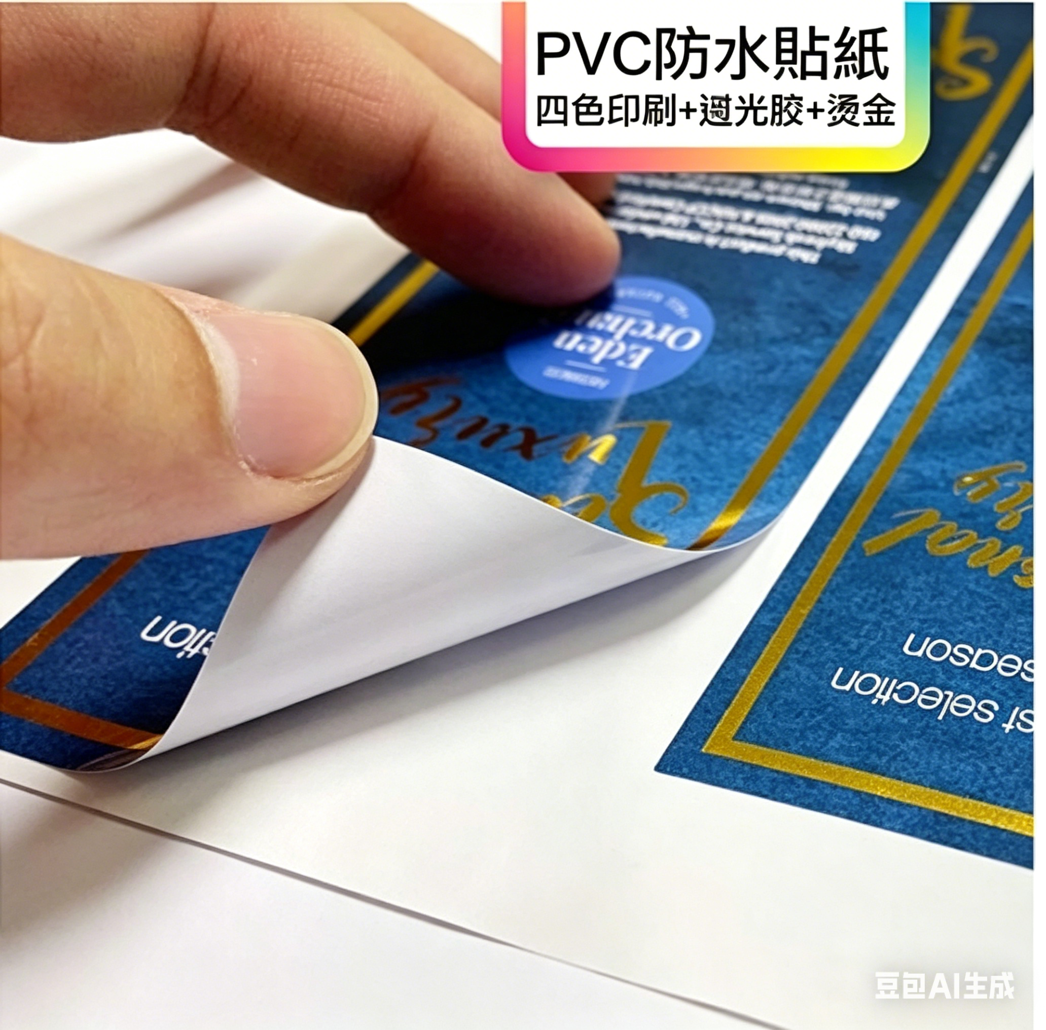 PVC防水貼紙, 過光膠, 燙金, CMYK, 四色印刷, 包裝貼紙