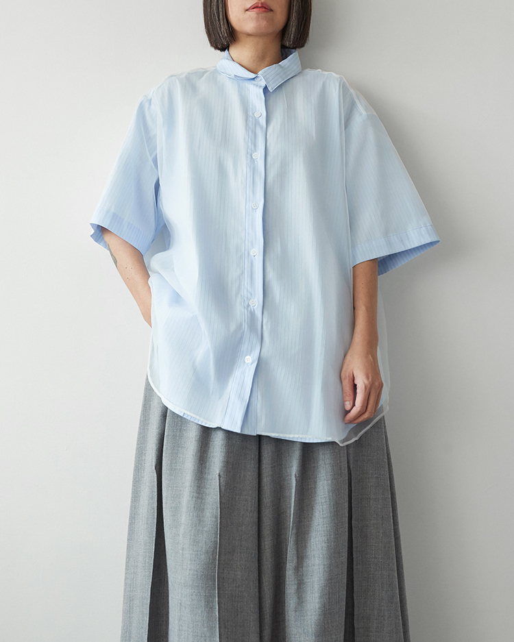 MKT-2910 紗紗條紋襯衫