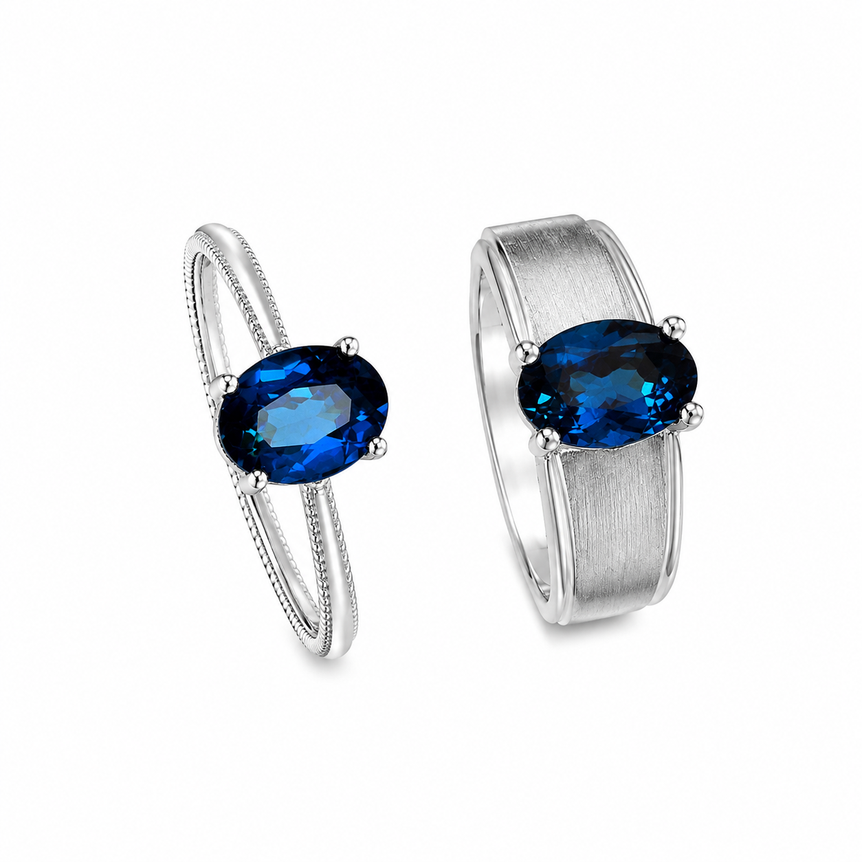 Linéa Duo | London Blue Topaz Couple Rings