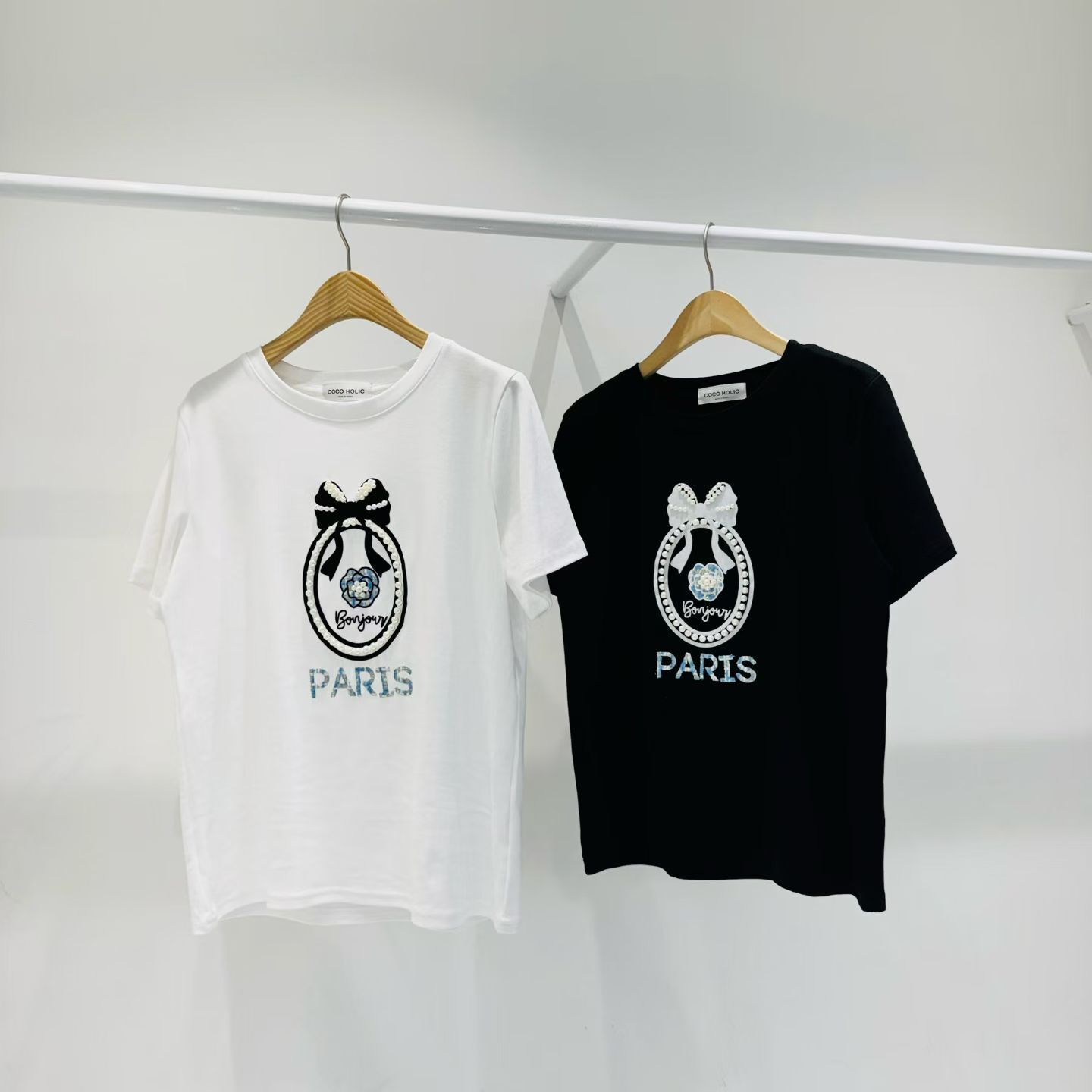 (7405) 珍珠Paris tee 【兩色可選】
