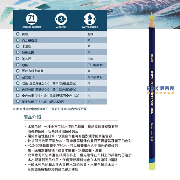 【預購】DERWENT 德爾文 INKTENSE 水墨色鉛(木盒) 圓桿 系列