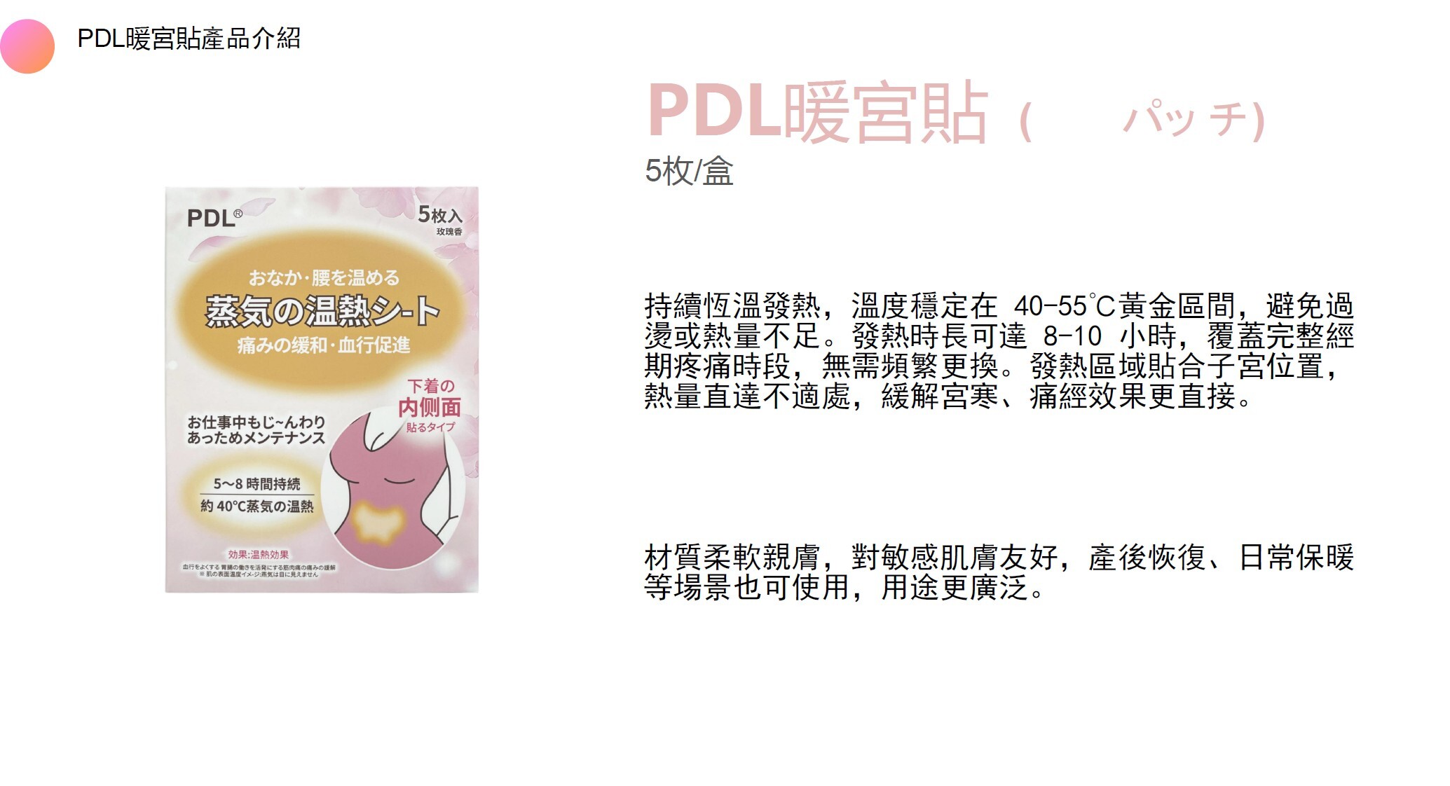 0508JP45-JPDAY-ELECTRON-日本PDL 暖宮貼 5枚入（A45）