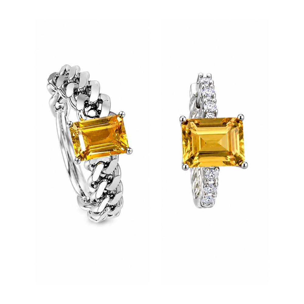 Linéa Duo | Citrine Couple Rings