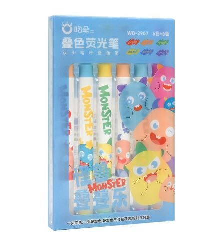第五期预购  怪兽双头叠叠乐高颜值彩色学生重点标记手帐12色6支装