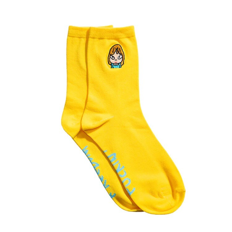 Yoshitomo Nara Socks ""FUCKIN' FREEDOM" (Lemon Yellow)