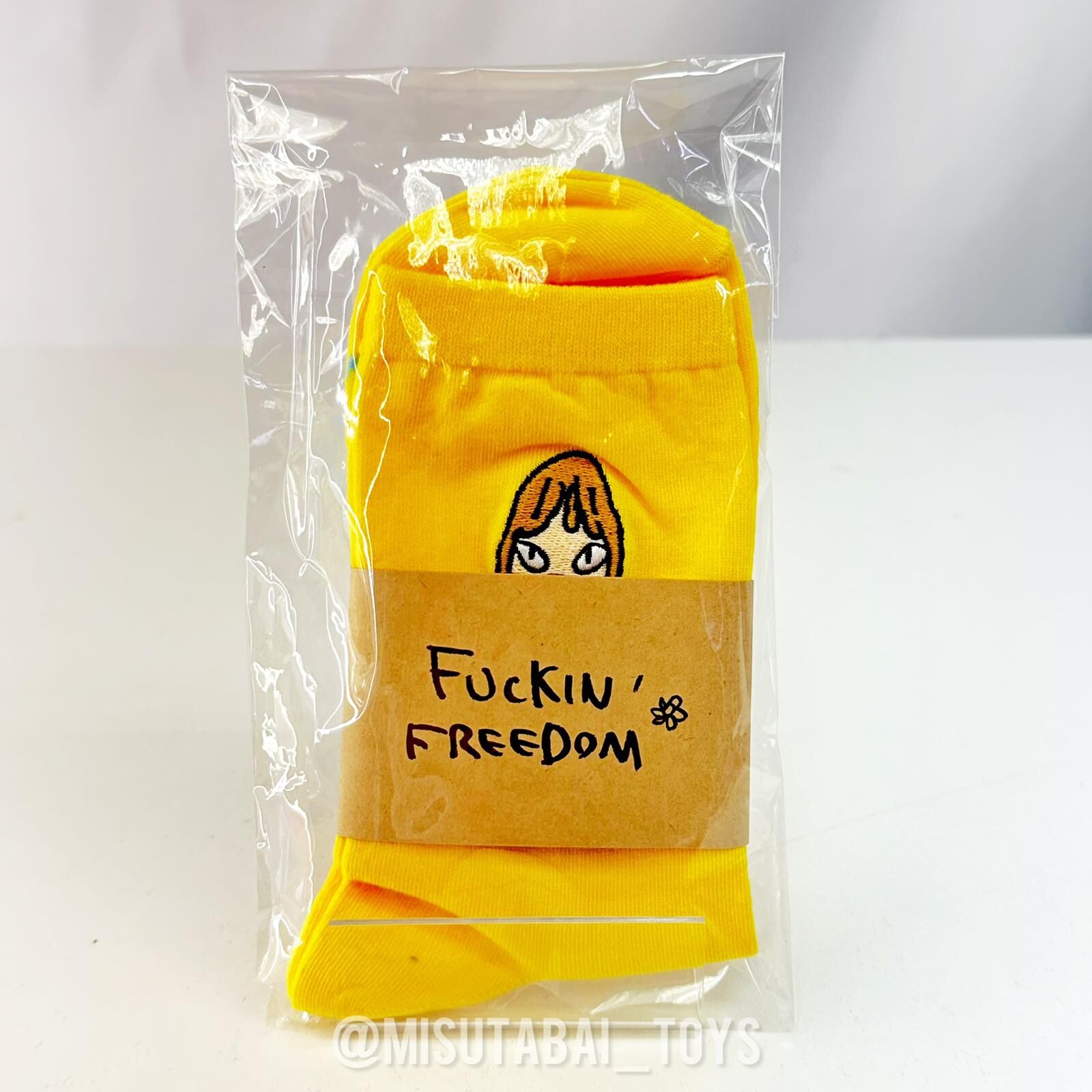 Yoshitomo Nara Socks ""FUCKIN' FREEDOM" (Lemon Yellow)