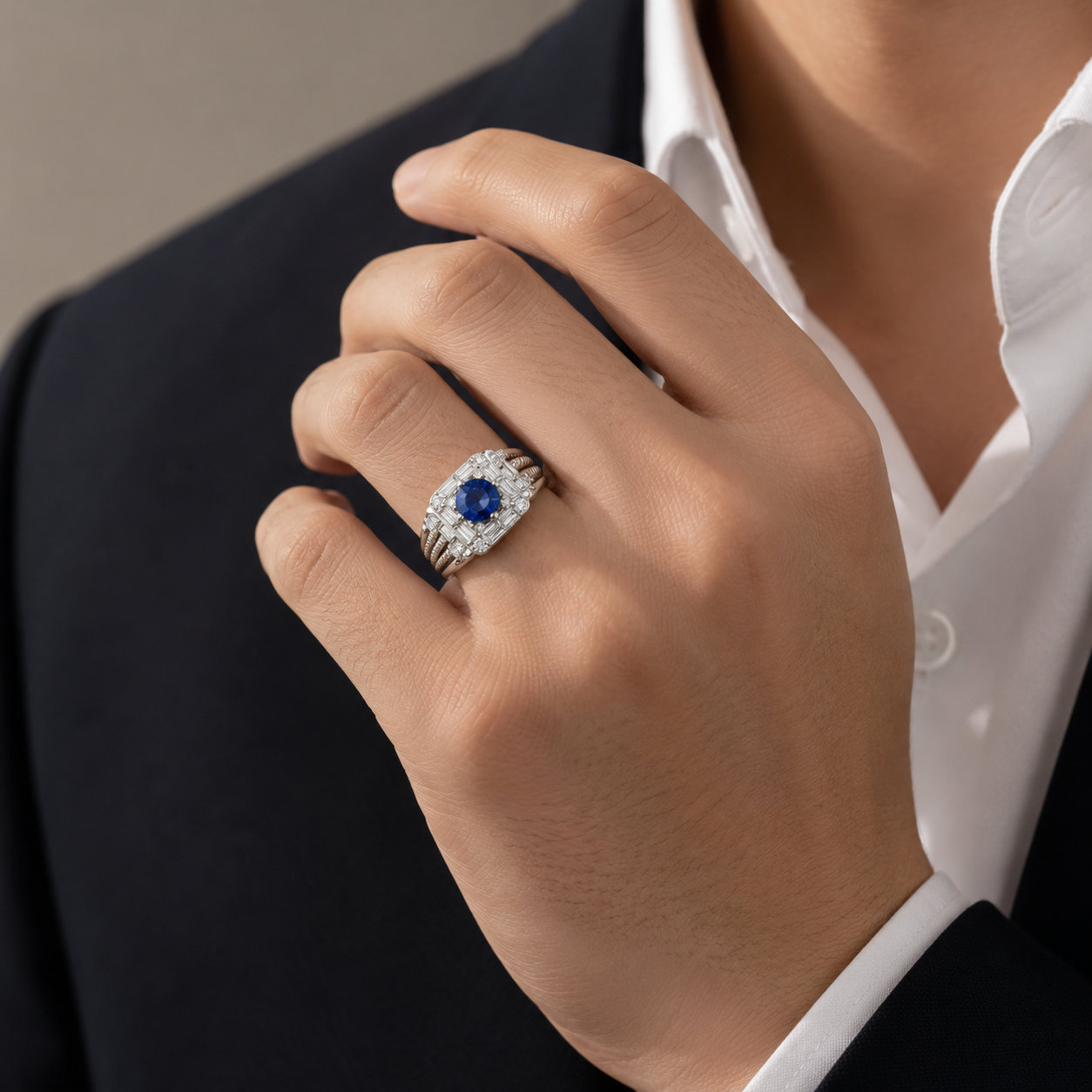 Deep Blue Elegance | London Blue Topaz Men’s Ring