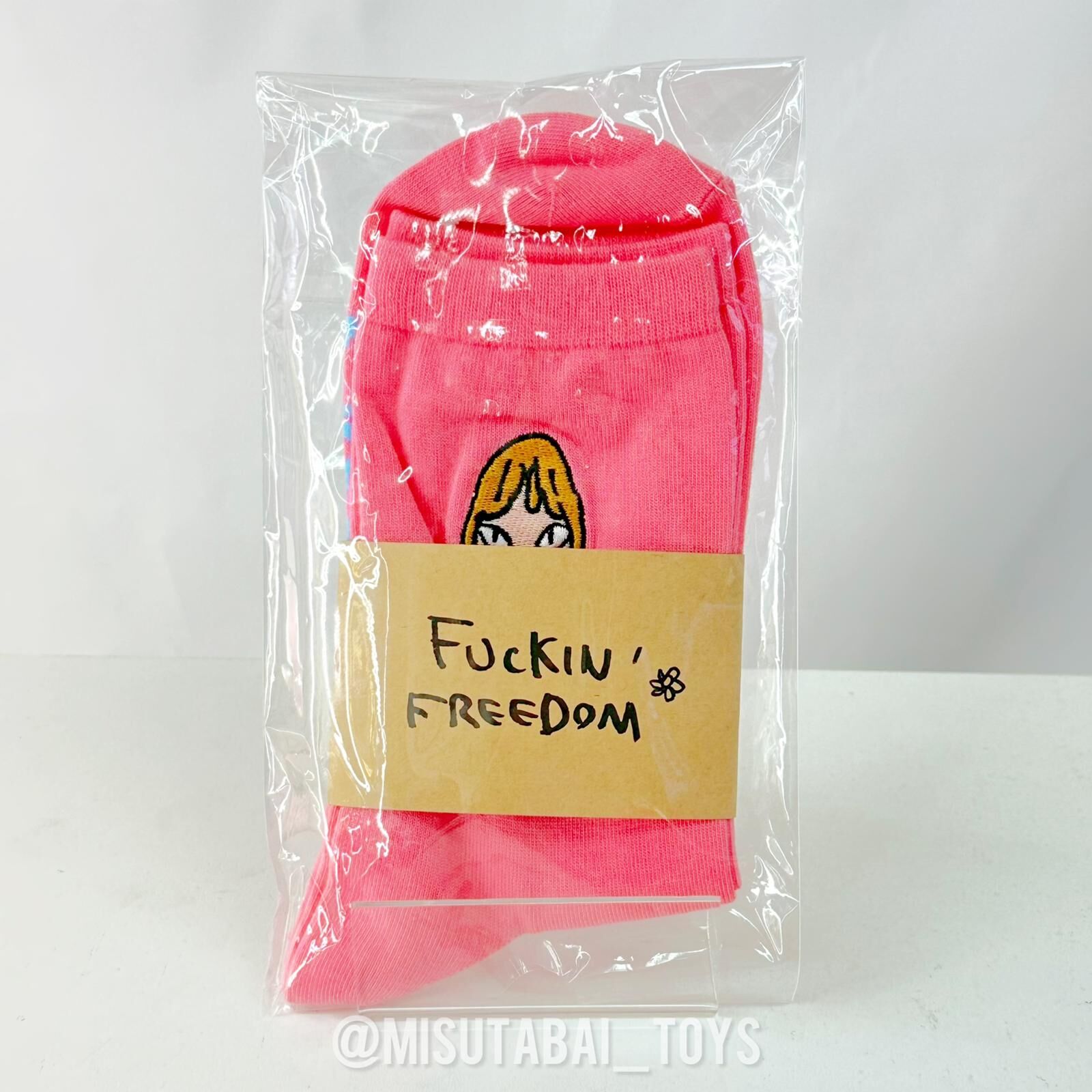 Yoshitomo Nara Socks ""FUCKIN' FREEDOM" (Pink)