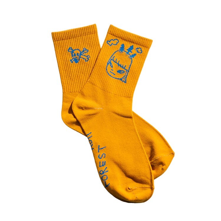 Yoshitomo Nara Socks "ROCK'n ROLL FOREST" (Earth Yellow)