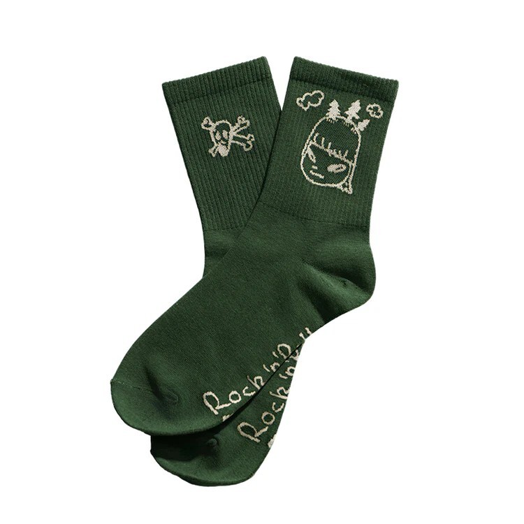 Yoshitomo Nara Socks "ROCK'n ROLL FOREST" (Moss Green)