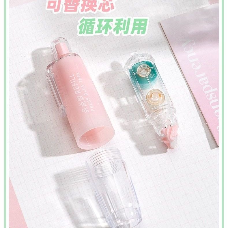 按动式点点胶ins高颜值高粘度可替换芯式点状双面胶手工 颜色随机