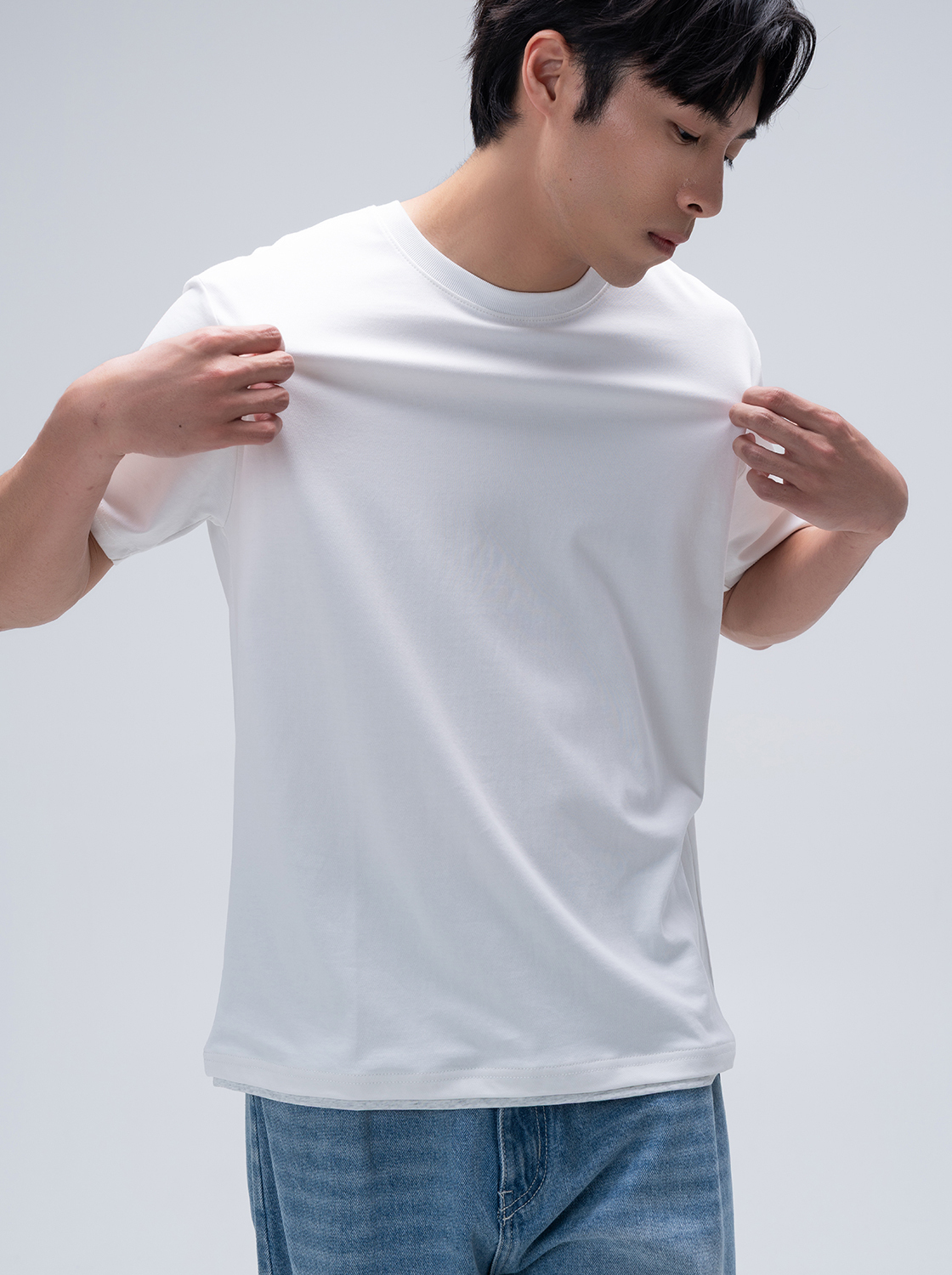 【期間限定】智能速乾棉寬鬆假兩件短TEE