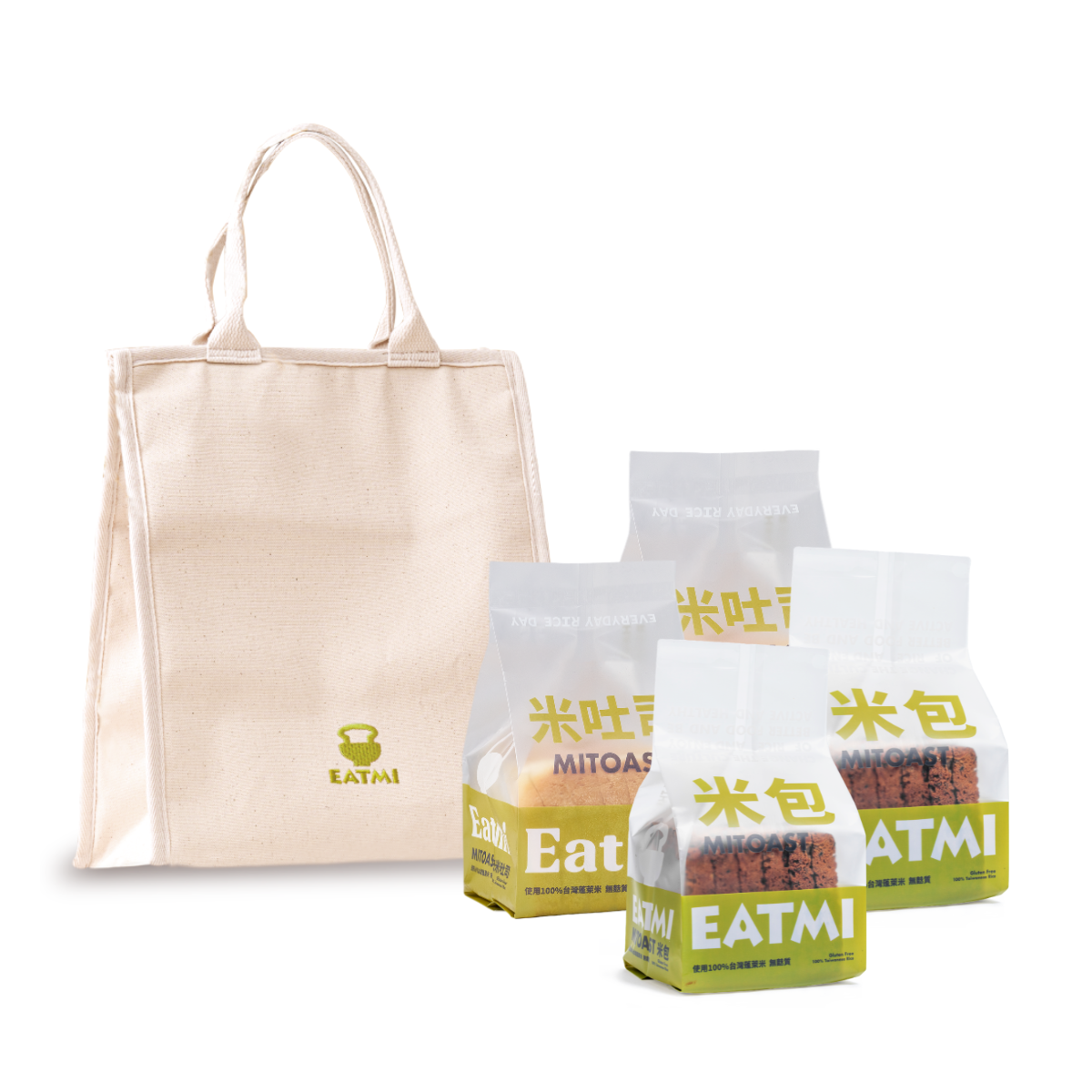 【輕盈福袋組】無麩質白米吐司2袋+堅果米包2袋｜EATMI