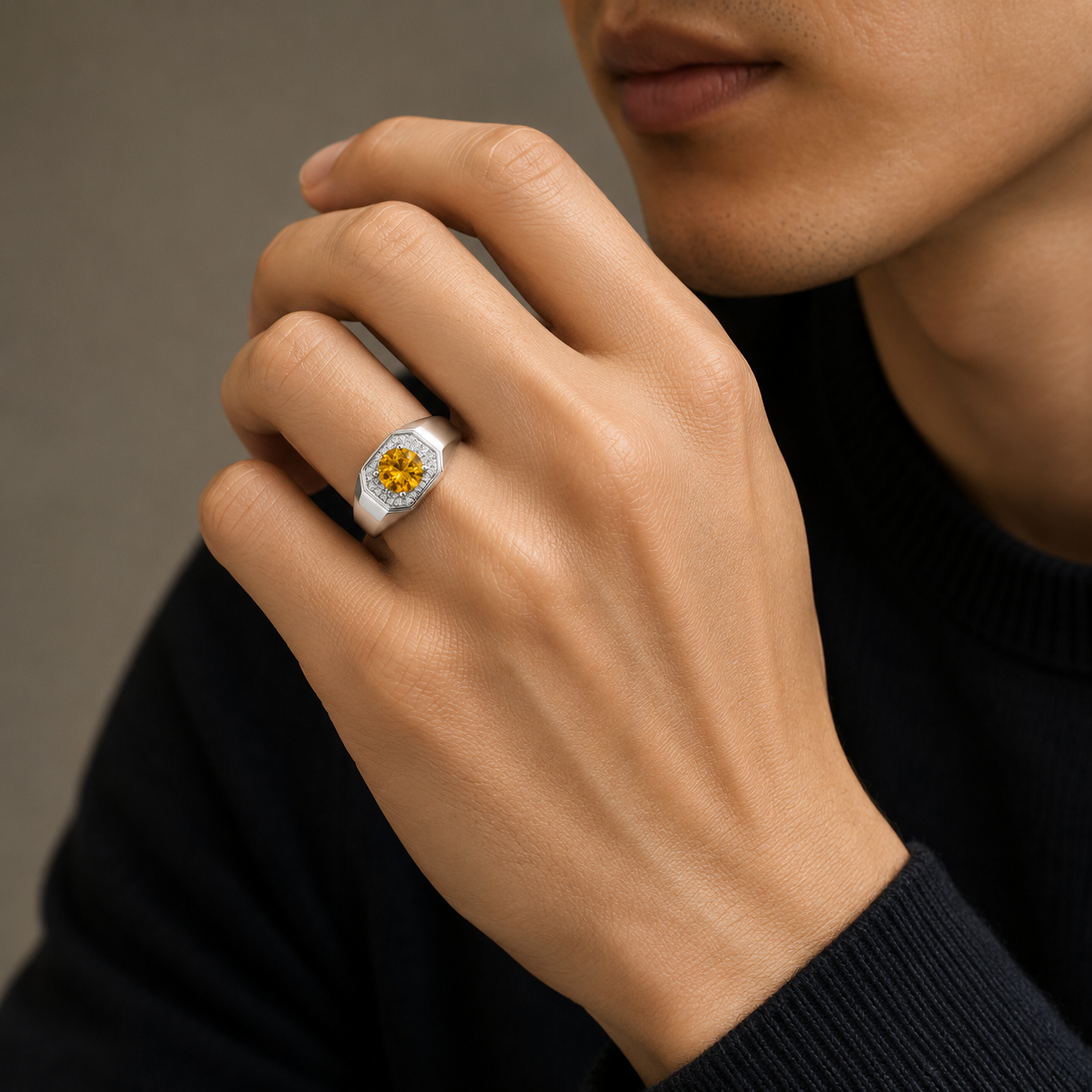 Golden Fortune Aura | Citrine Men’s Ring