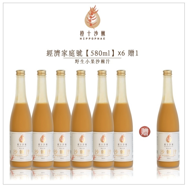 【橙十ｘJun六送一】野生小果沙棘汁．經濟家庭號【580ml共7瓶】