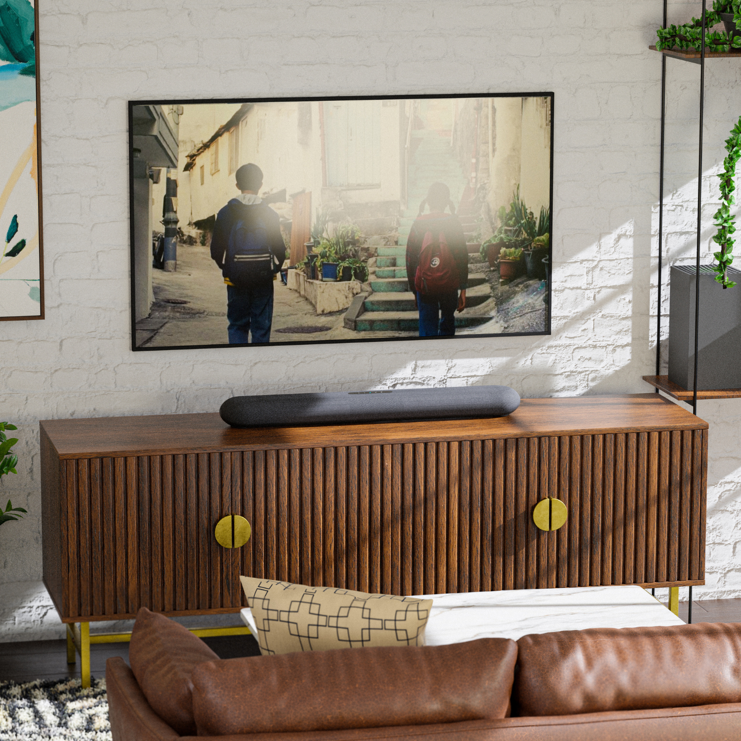 Bluesound PULSE CINEMA MINI Soundbar Black on cabinet