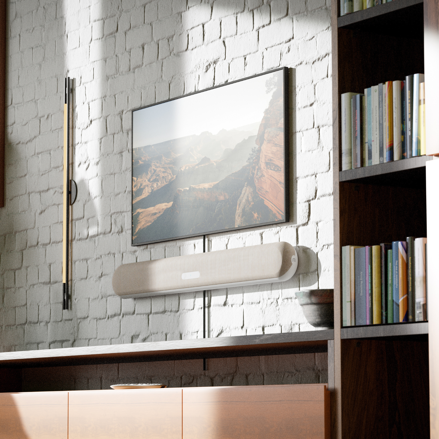 Bluesound PULSE CINEMA MINI Soundbar Tan on Wal