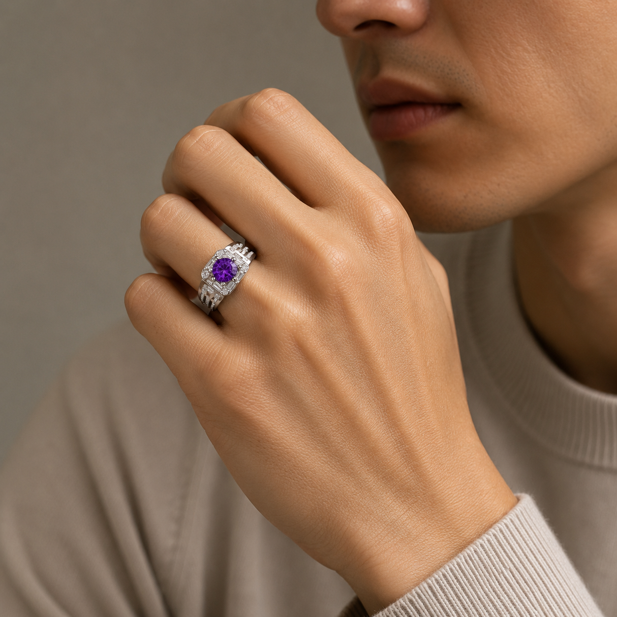 Royal Amethyst Aura | Amethyst Men’s Ring