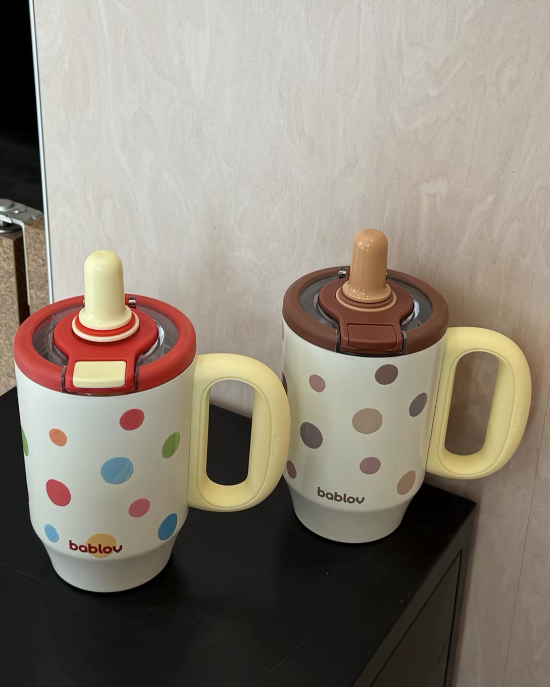 BABLOV 不鏽鋼吸管杯 圓點 波點 迷你胖胖杯 雙飲杯 保溫 保冰 680ml 共2款