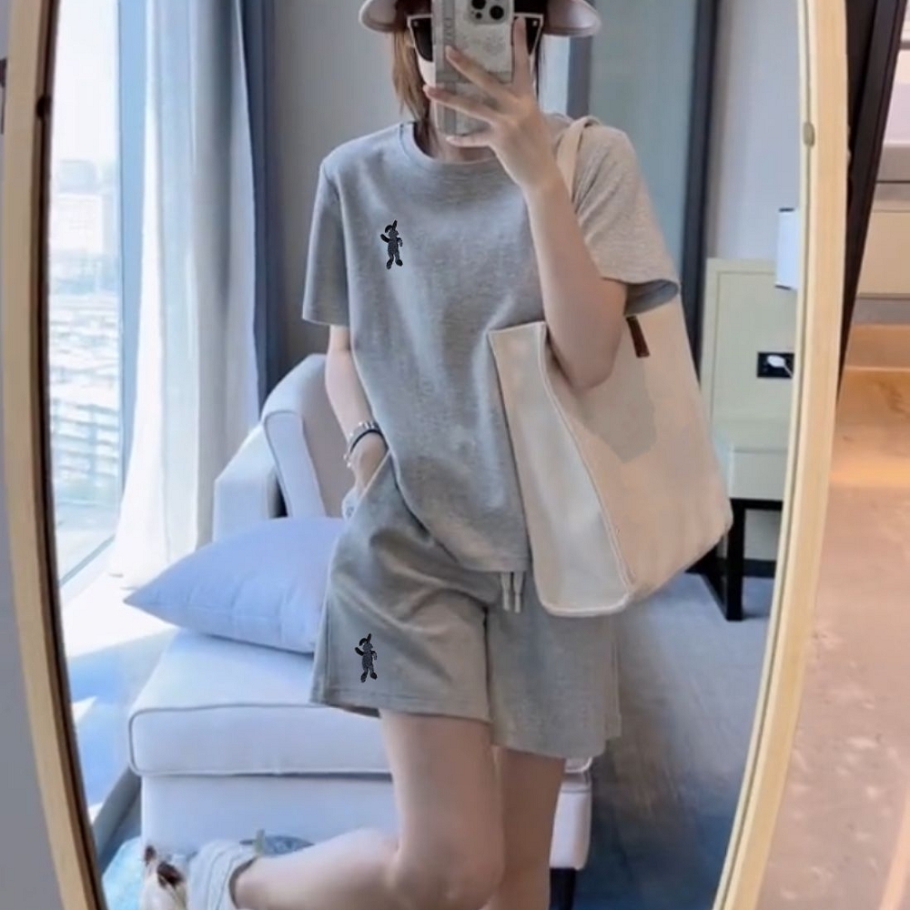 【ASister 小姊姊】AS2453#女裝｜中大尺碼休閒套裝☆*可愛兔兔*T恤+短褲(3色 M-3XL)
