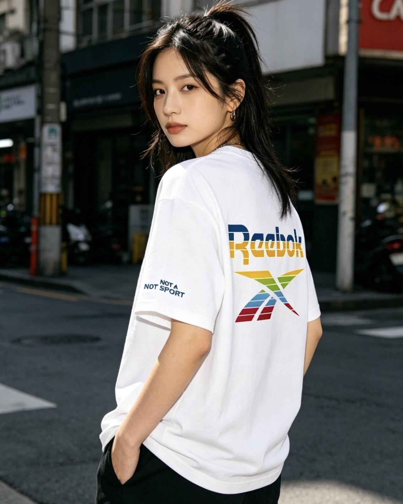 #預購 Reebok 背後彩虹漸變印花 寬鬆休閒 百搭短踢 四色 25SRMBC1W-1