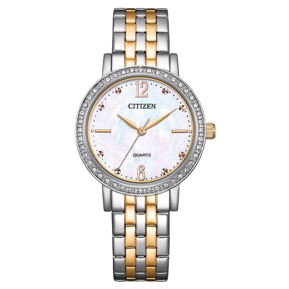 【CITIZEN 星辰】LADY'S系列 氣質百搭  珍珠母貝面 不鏽鋼 手錶 EL3106-59D