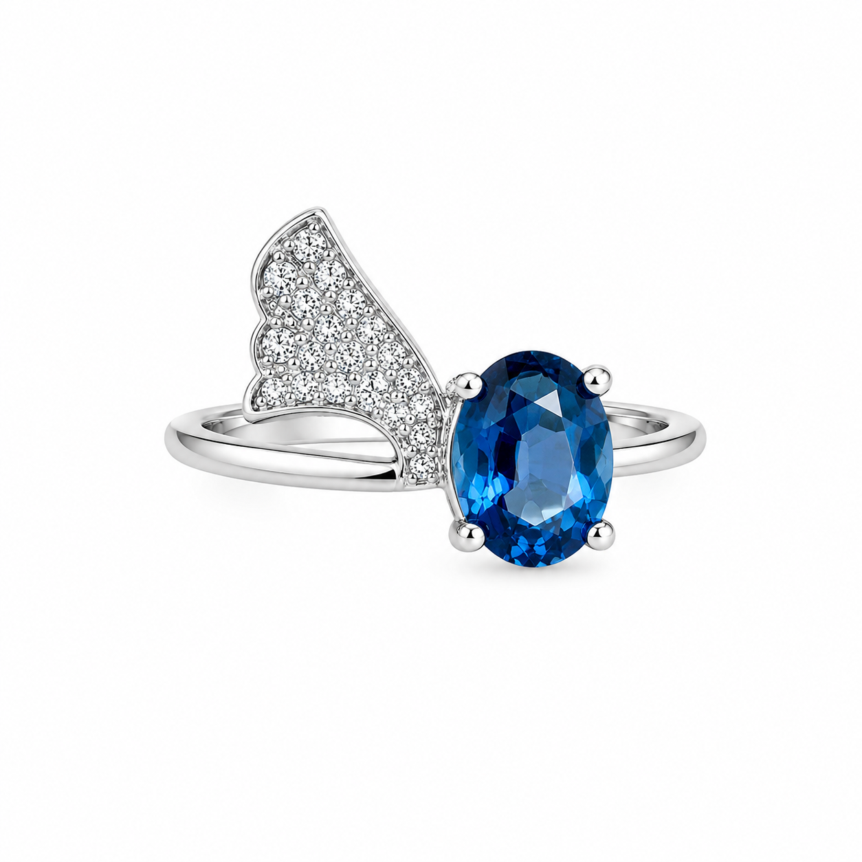 Ocean Wing Elegance | London Blue Topaz Ring