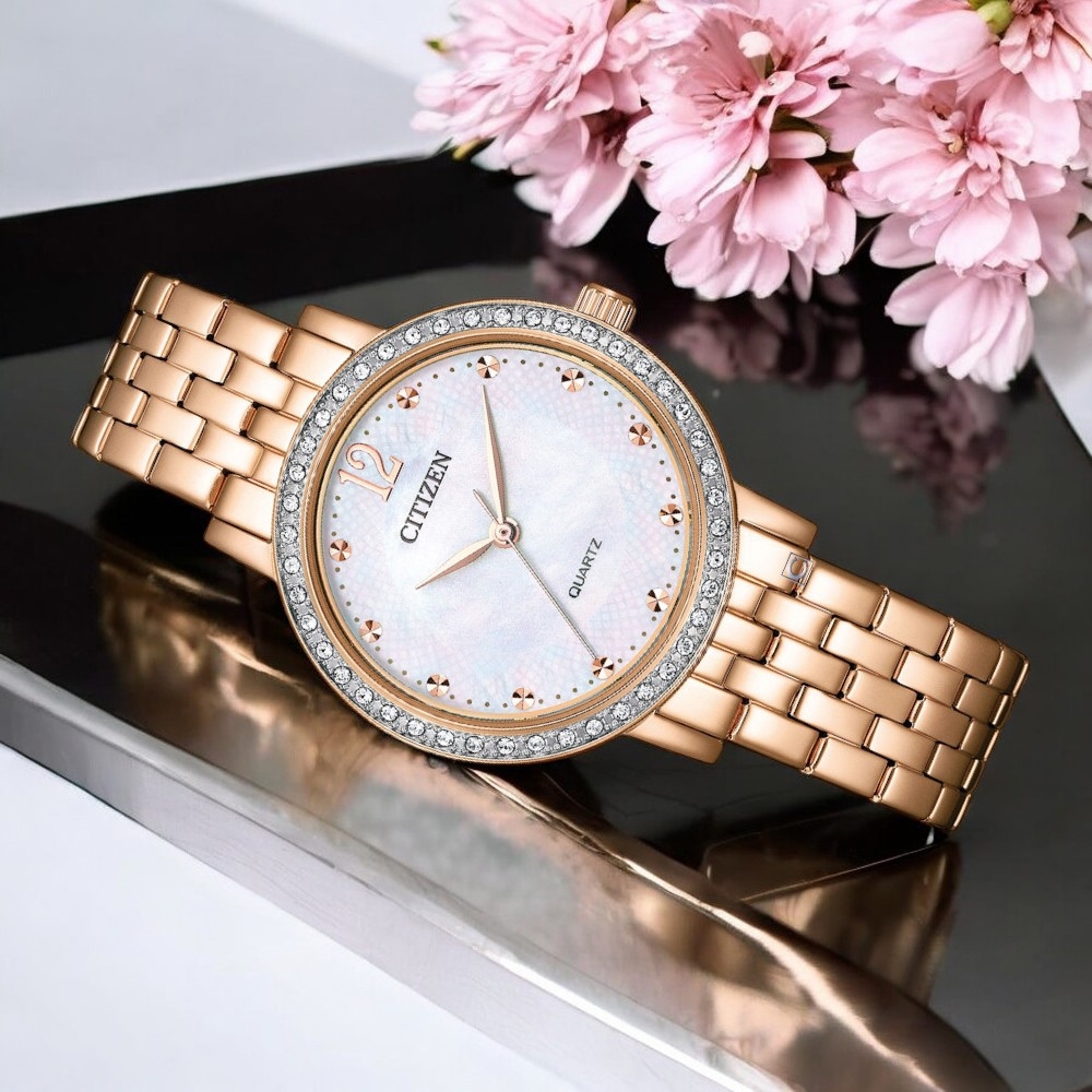 【CITIZEN 星辰】LADY'S系列 氣質百搭  珍珠母貝面 不鏽鋼 手錶 EL3108-53D