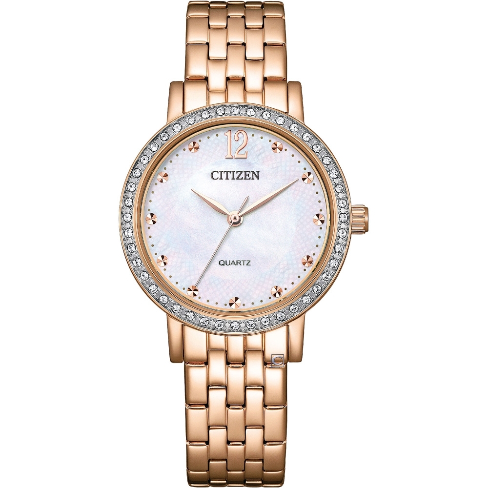 【CITIZEN 星辰】LADY'S系列 氣質百搭  珍珠母貝面 不鏽鋼 手錶 EL3108-53D