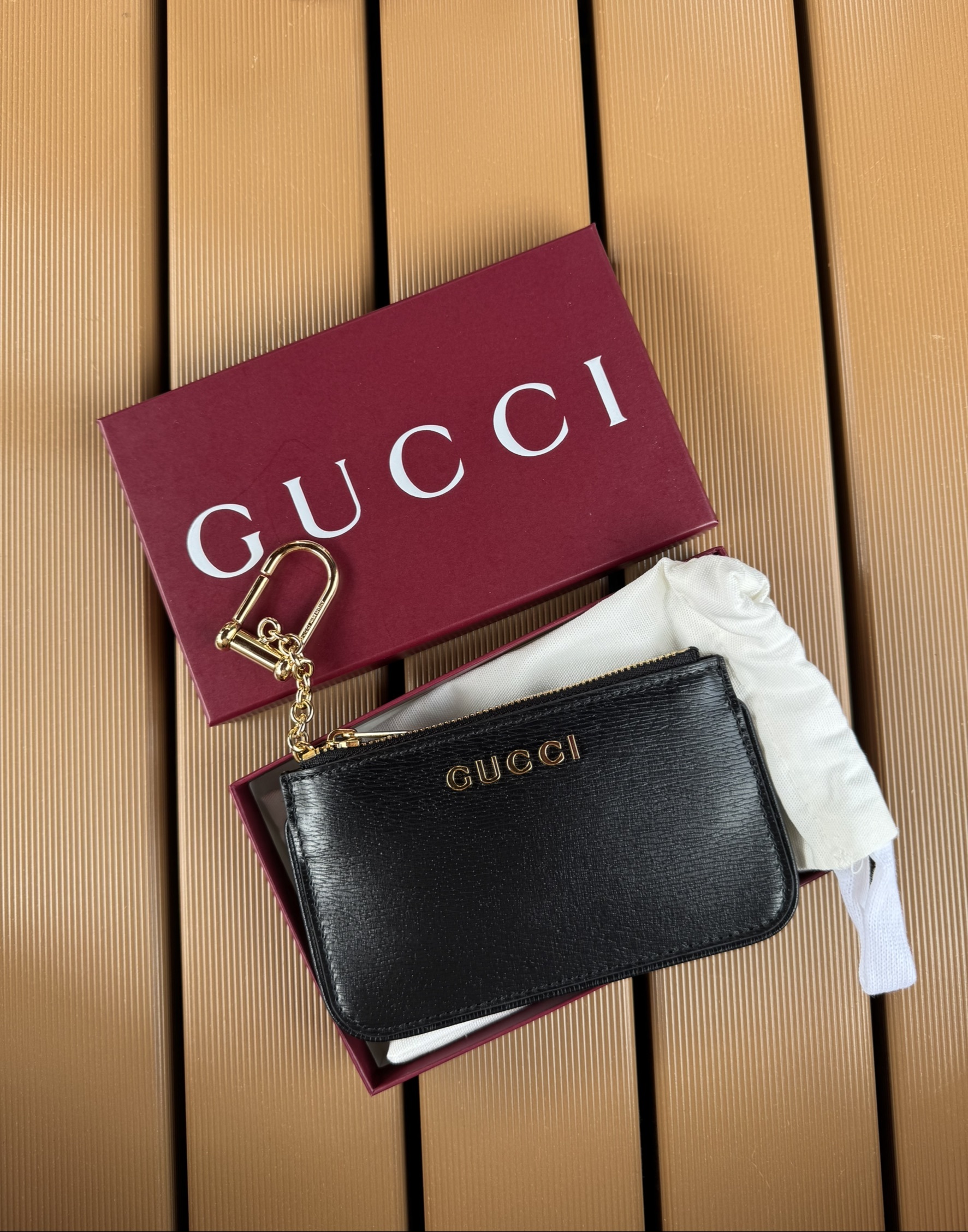 【日本限時連線代購】Gucci Script 拉鍊鑰匙包 黑 790102